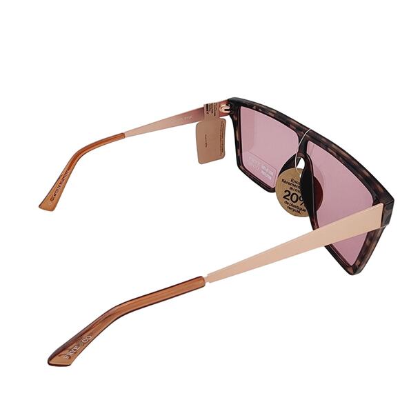Frye Brown Tortoise Shell Oversized Square Shield Sunglasses Rose Gold 100& UV main image 8